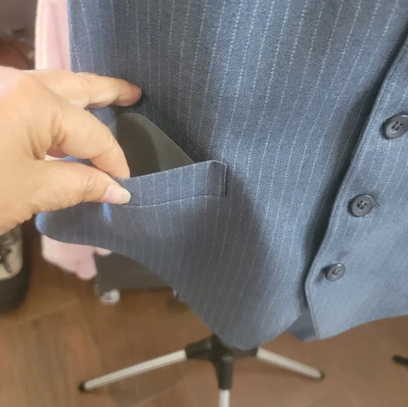 Classic Blue Pinstripe Men's Blazer Richman Brothers 3 Piece SuitVintage
